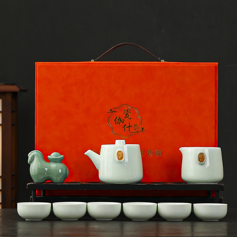 瓷伽什  福马献瑞哥窑茶具套组CJS-GY-001