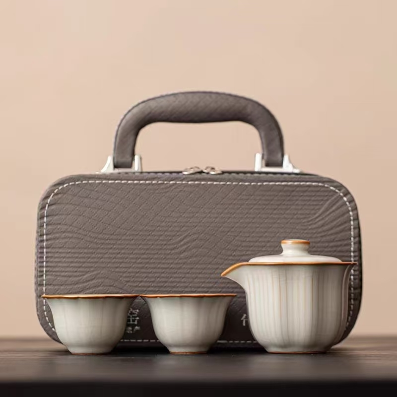 亚黄汝窑快客杯旅行茶具
