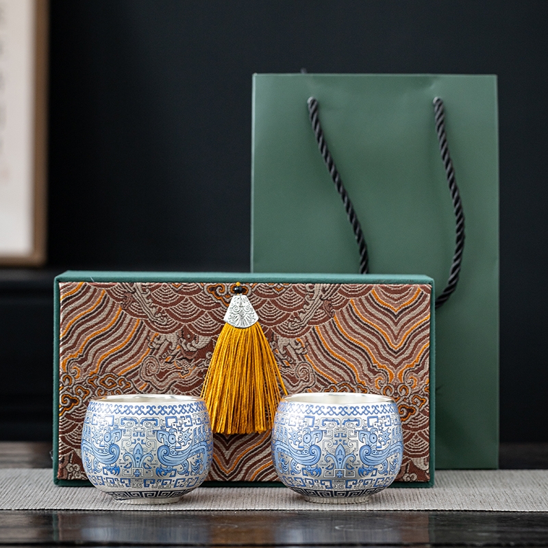 唐川  999鎏银茶杯高端陶瓷主人杯