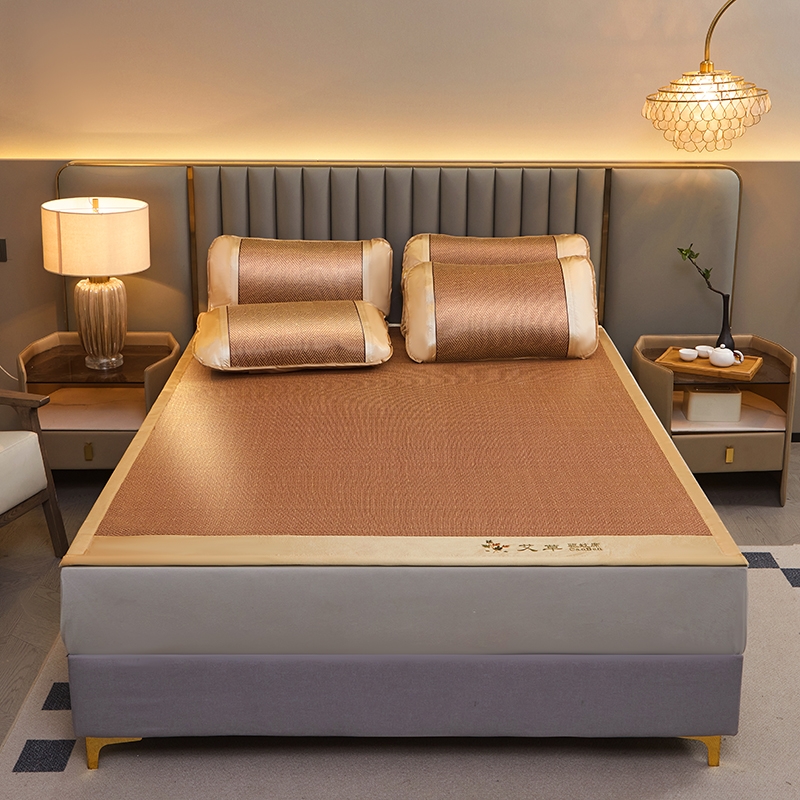 圣夫妮  新款藤席双面刺绣艾草凉席三件套SFN-211