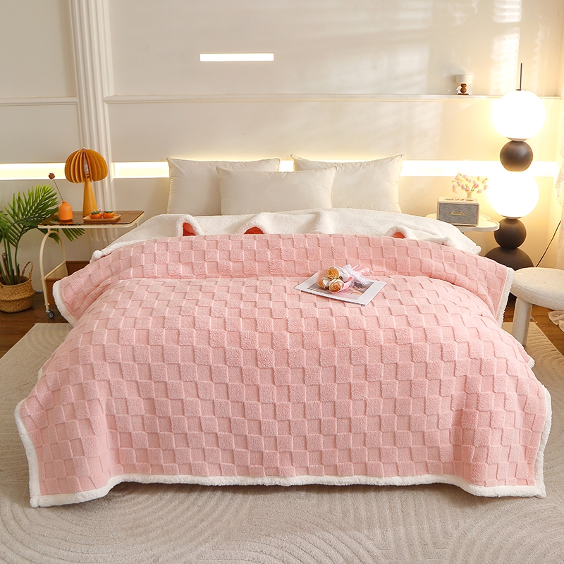 亿瞬间  舒棉绒棋盘格毛毯