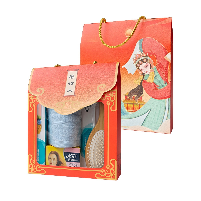 爱竹人  毛巾梳子香皂牙膏牙刷5件套A06