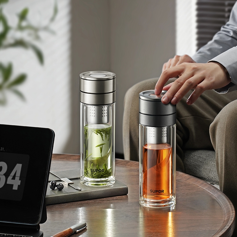 苏泊尔  一指秒开茶水分离玻璃杯KCG35CN10