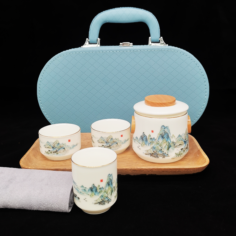 高端皮箱千里江山旅行茶具