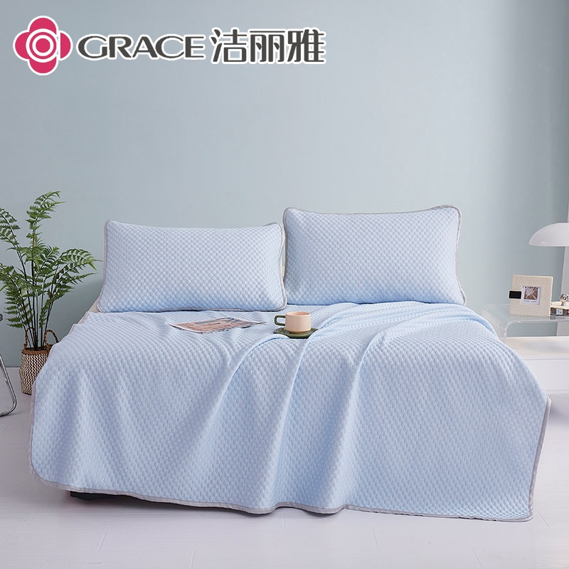 洁丽雅  冰丝按摩凉席三件套冰川蓝CP948A