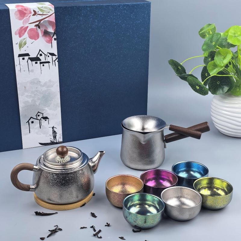 福礼掌柜  纯钛高端茶具套装六色杯FLZG-022