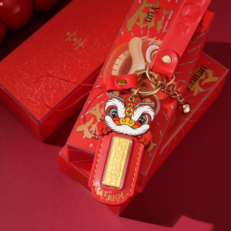 聚运鑫  醒狮开运黄金钥匙扣开门红银行