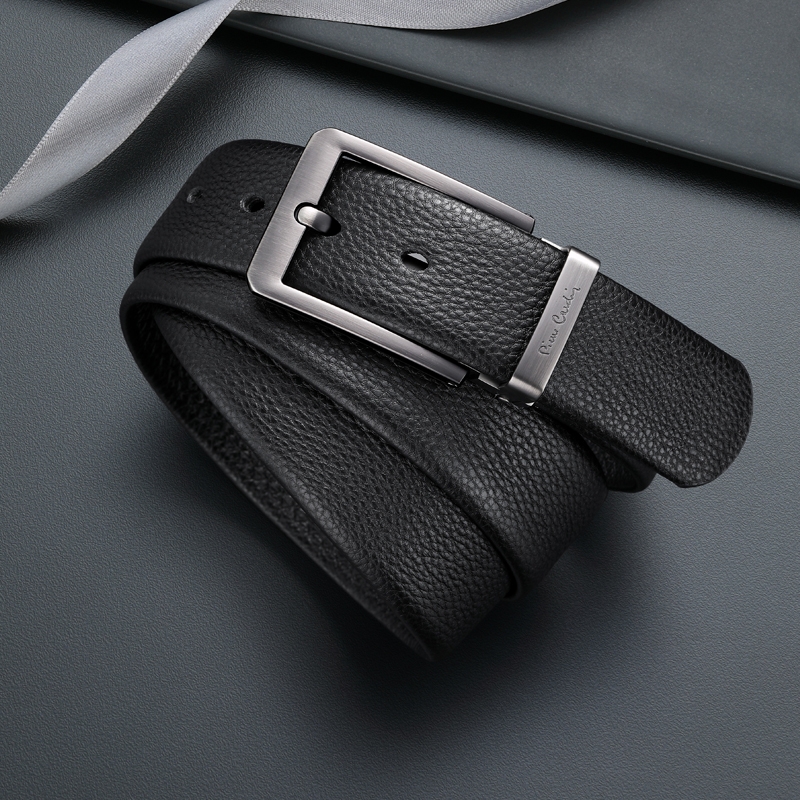 皮尔卡丹  黑色男式针扣皮带C0A818216-BYA3