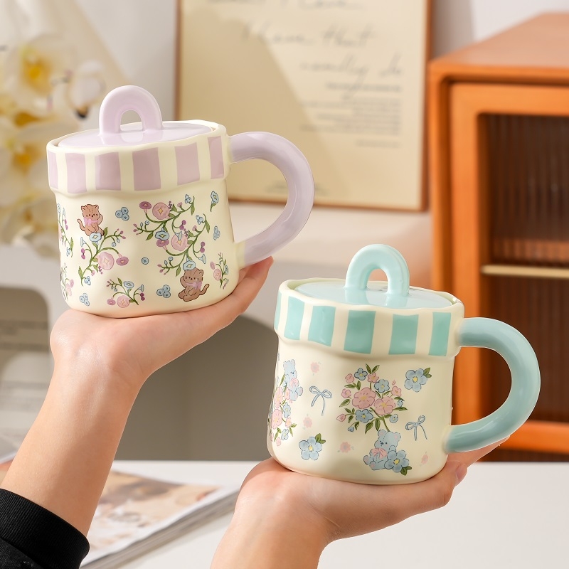 春暖花开陶瓷杯带盖400ml7038