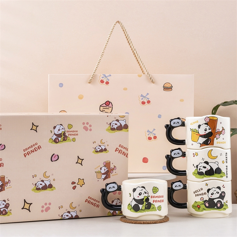 熊猫陶瓷叠叠杯礼盒装350ml2149