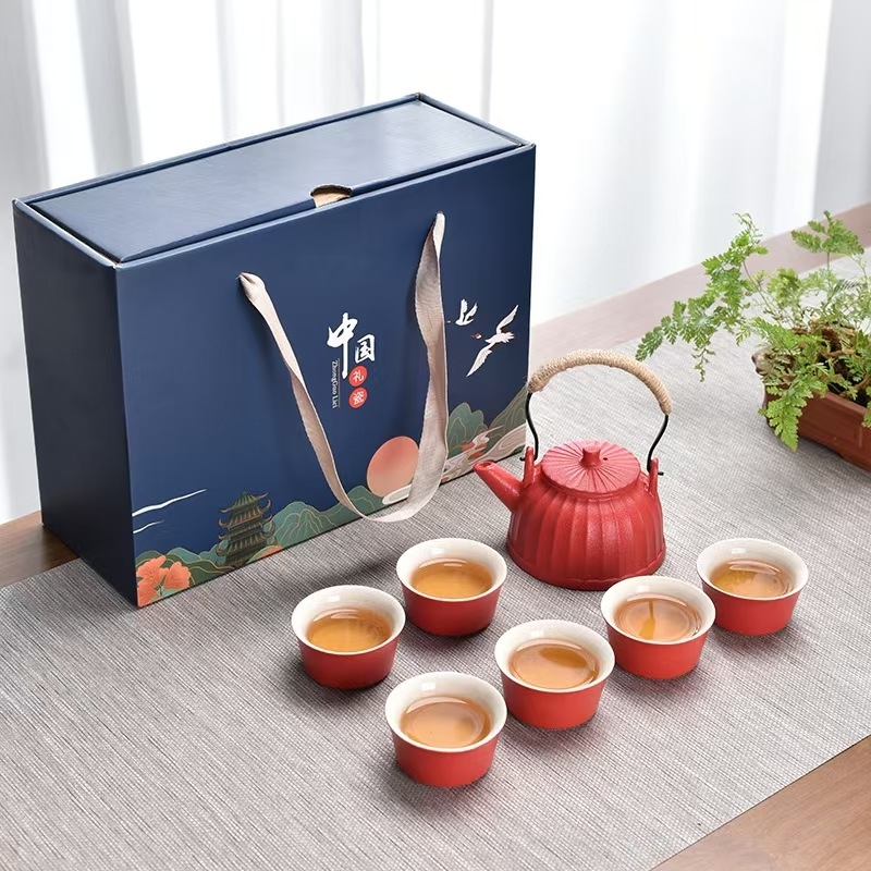 7头浮雕提梁壶茶具套装