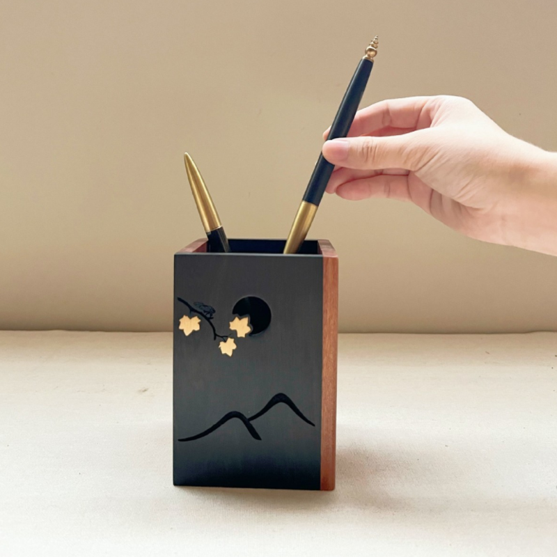 尚元堂  中式办公礼品梧桐月木质方形笔筒WTY001