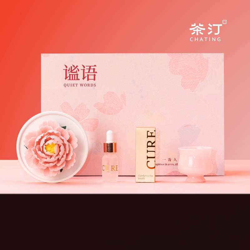茶汀  谧语非遗手捏花香薰主人杯套装