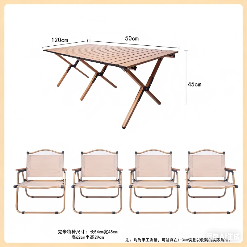 悠莱弗  户外折叠桌椅五件套一桌四椅HPHY-04