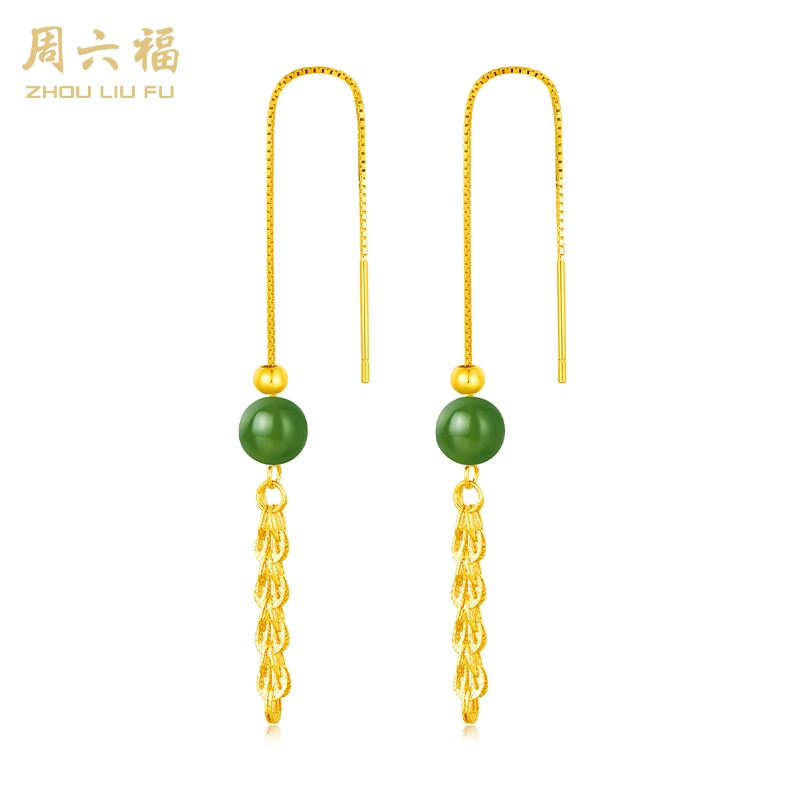 周六福  S925银凤尾流苏耳线ZLFY091793