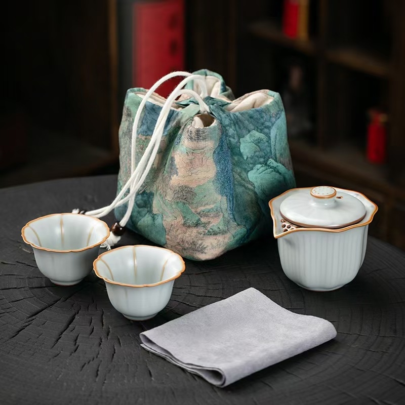 亚黄汝窑快客杯布袋装