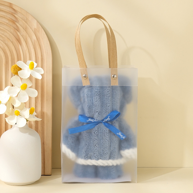 奥来纯  珊瑚绒糖果条小熊毛巾伴手礼喜铺