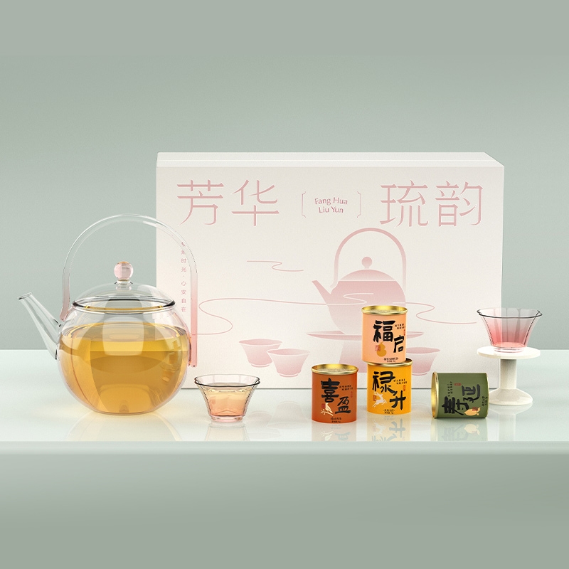 清朴堂  粉晶玻璃茶器四喜茶款