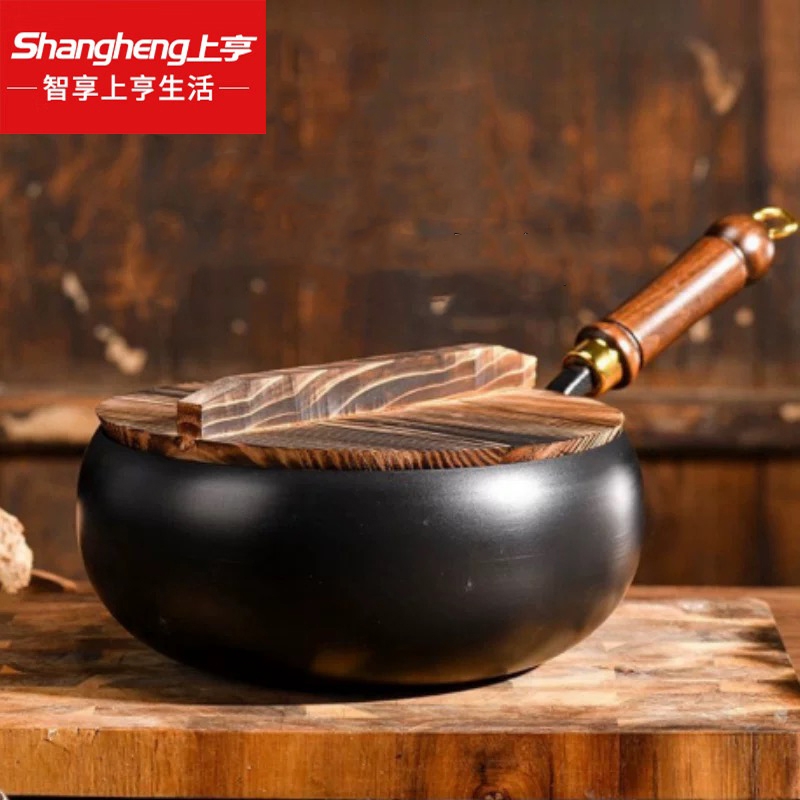 上亨  大肚锅无涂层手工平底不粘锅24cmSHZH-CG03