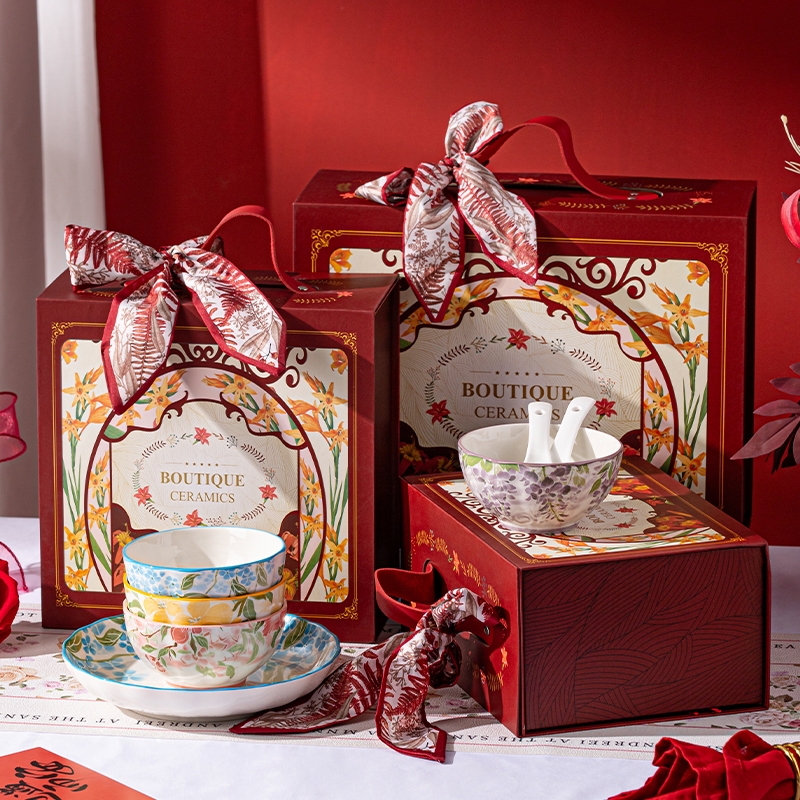 顺聪  一路生花国潮碗勺盘家用套装