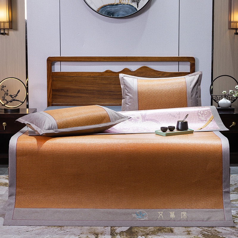 花花公子  艾草刺绣可折叠加厚凉席三件套PLAYBOY-260