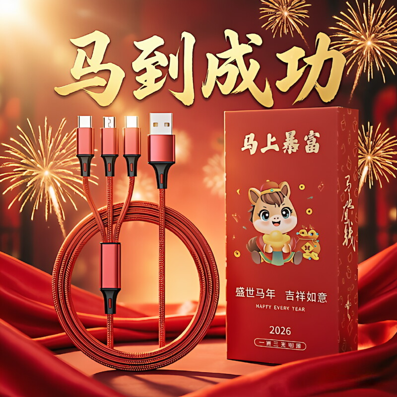 Pengdexin  一拖三数据线1.2m