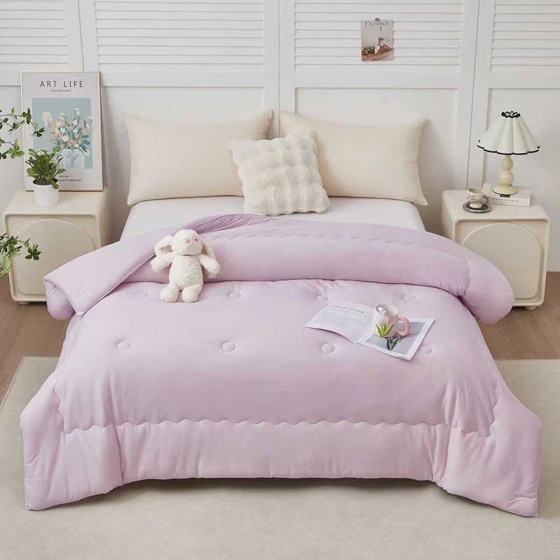 花花公子  针织棉冬被奶昔紫