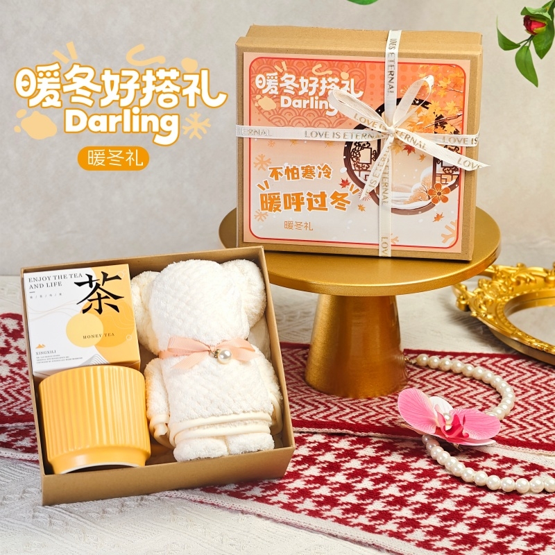 上白石  陶瓷杯桂花乌龙茶大毛巾熊伴手礼DAR-003