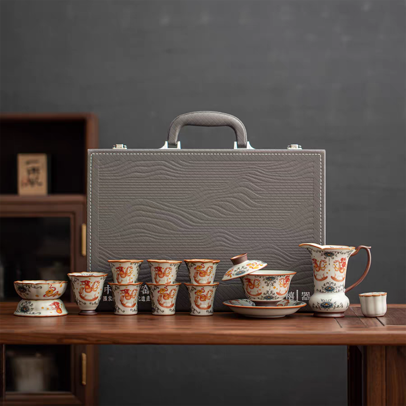 马年开门红马上有钱黄汝瓷茶具