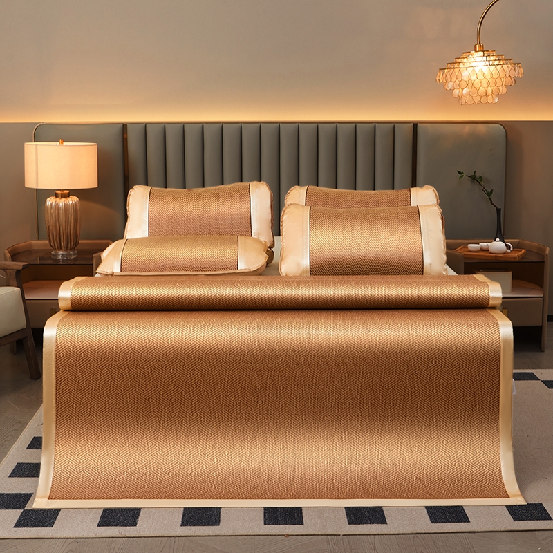 圣夫妮  新款藤席双面刺绣艾草凉席三件套SFN-212