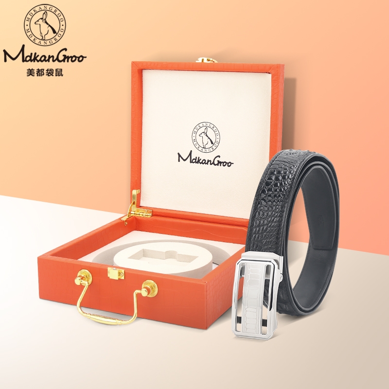 美都袋鼠  高端礼盒鳄鱼皮男士自动扣皮带MDE317AM319-DA-M5