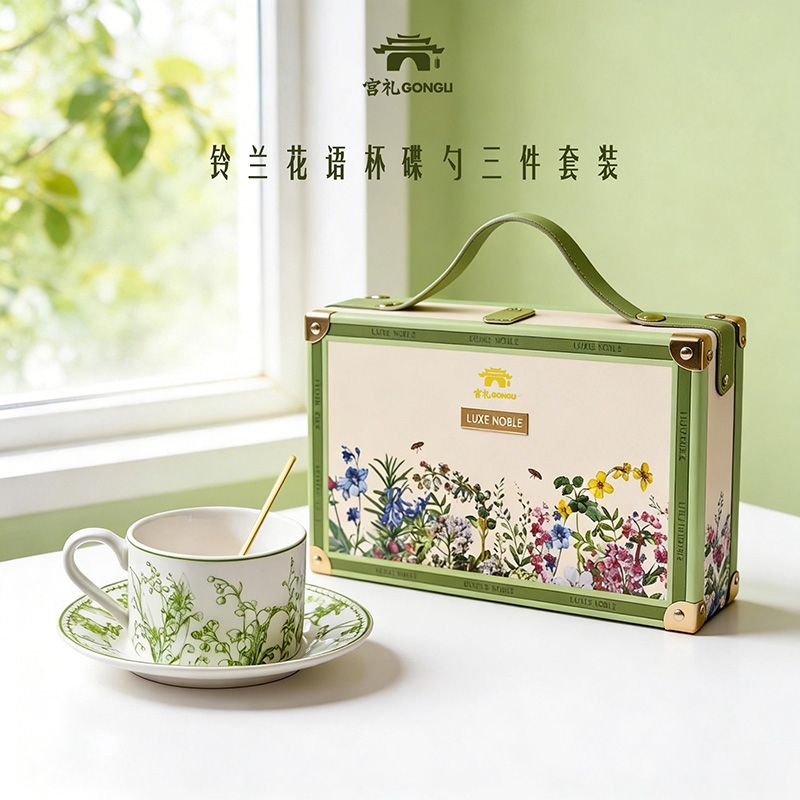 宫礼  铃兰花语杯碟勺三件套装