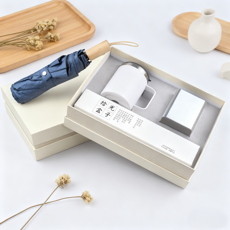 福礼掌柜  保温马克杯铝合金笔筒木柄晴雨伞套装FLZG-013