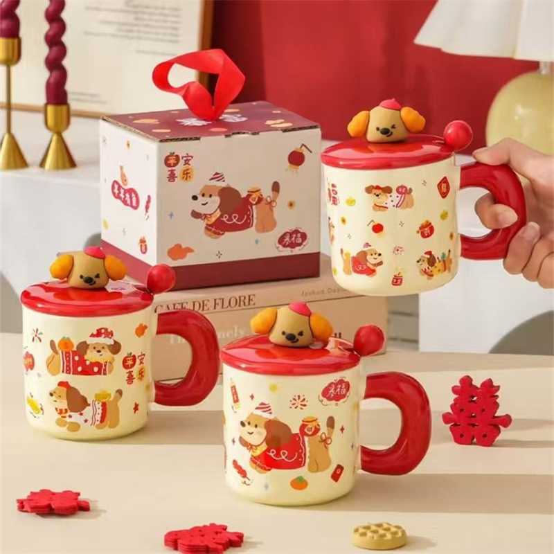 喜庆腊肠狗陶瓷杯400ml860