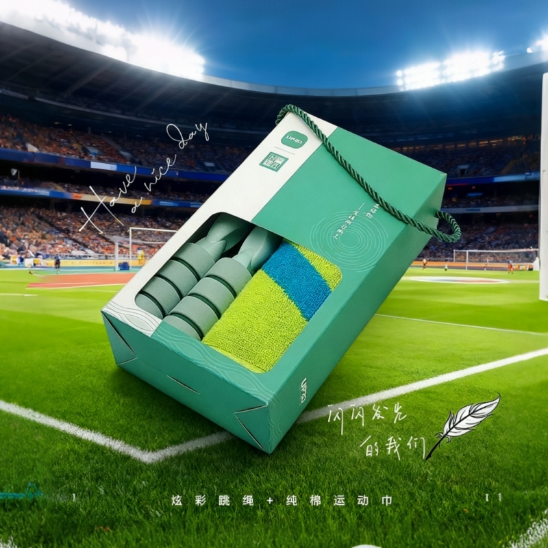 优品尚竹  严选提花运动巾跳绳礼盒A15T1