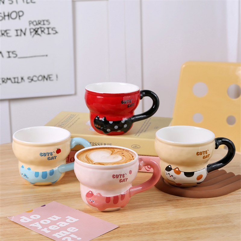 浮雕造型猫咪咖啡杯400ml9046