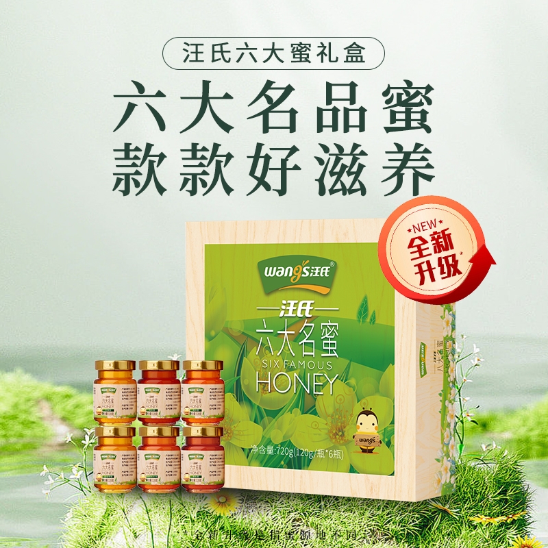 汪氏  六大名蜜蜂蜜礼盒720g