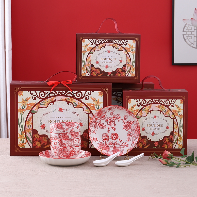 顺聪  满园玫瑰国潮碗勺盘家用套装