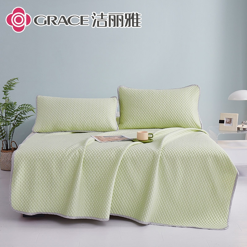洁丽雅  凉感丝豆豆摩凉席三件套抹茶绿CP948B-1