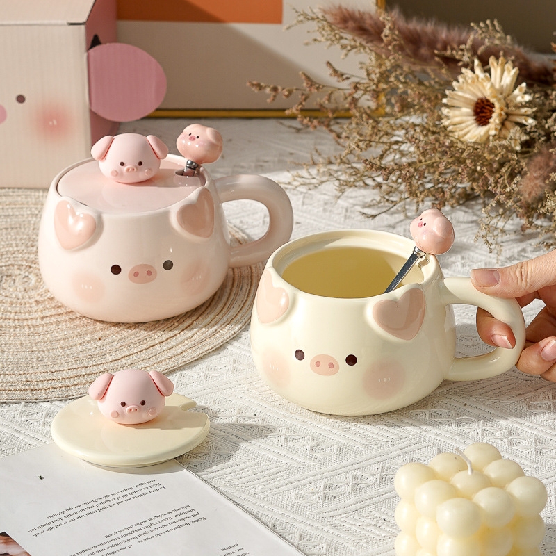 卡通陶瓷马克杯猪头杯420ml1442