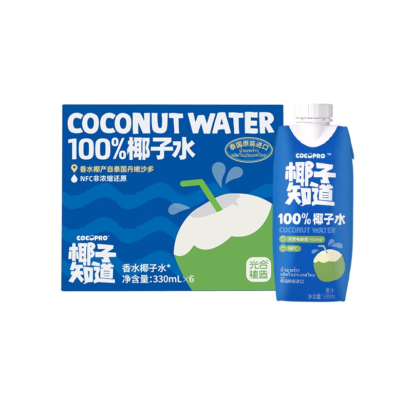 椰子知道  100%椰子水330ml*6
