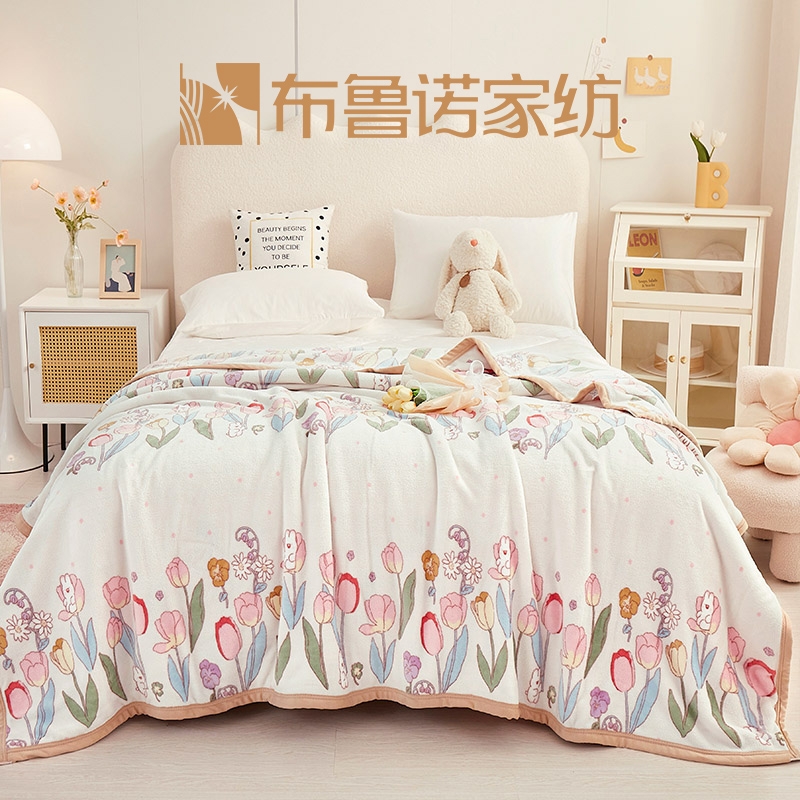 布鲁诺  花丛兔—雪貂绒多功能毯