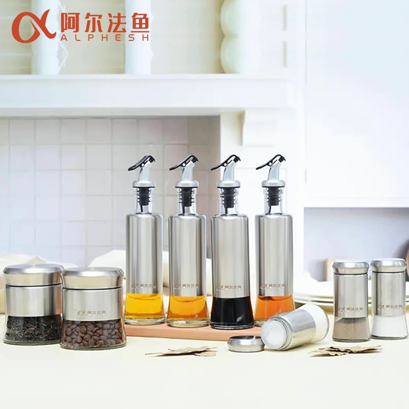 阿尔法鱼  晶莹厨房调料盒九件套AT009