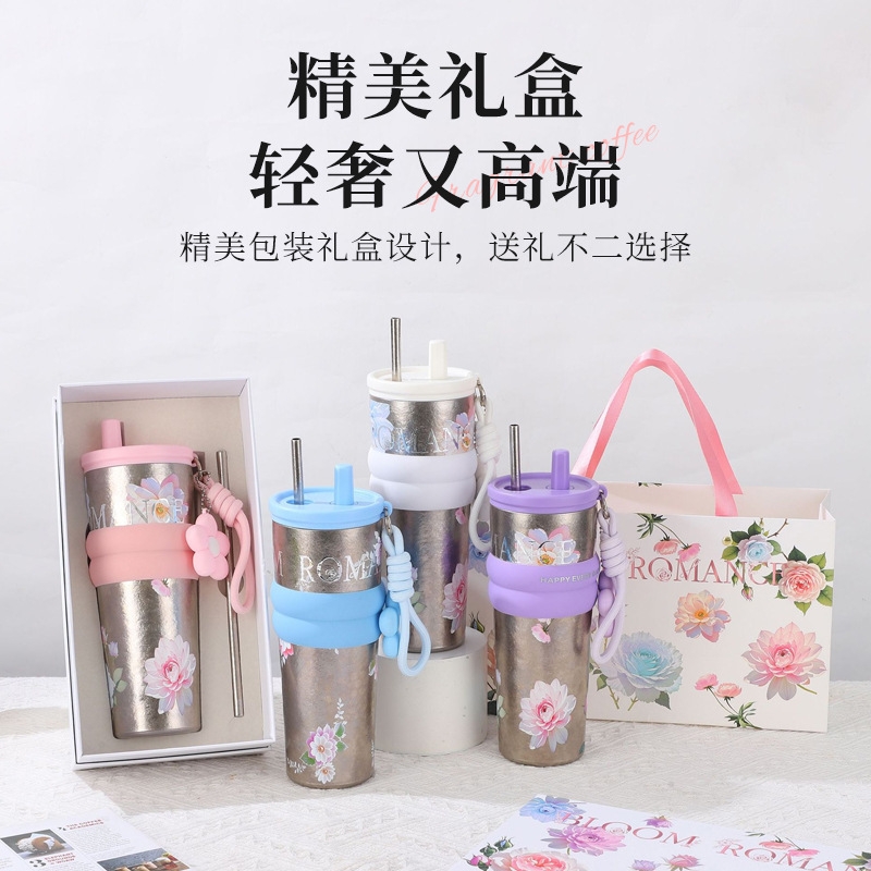 骏天  花之语纯钛咖啡杯小清新礼盒套装Ti8036