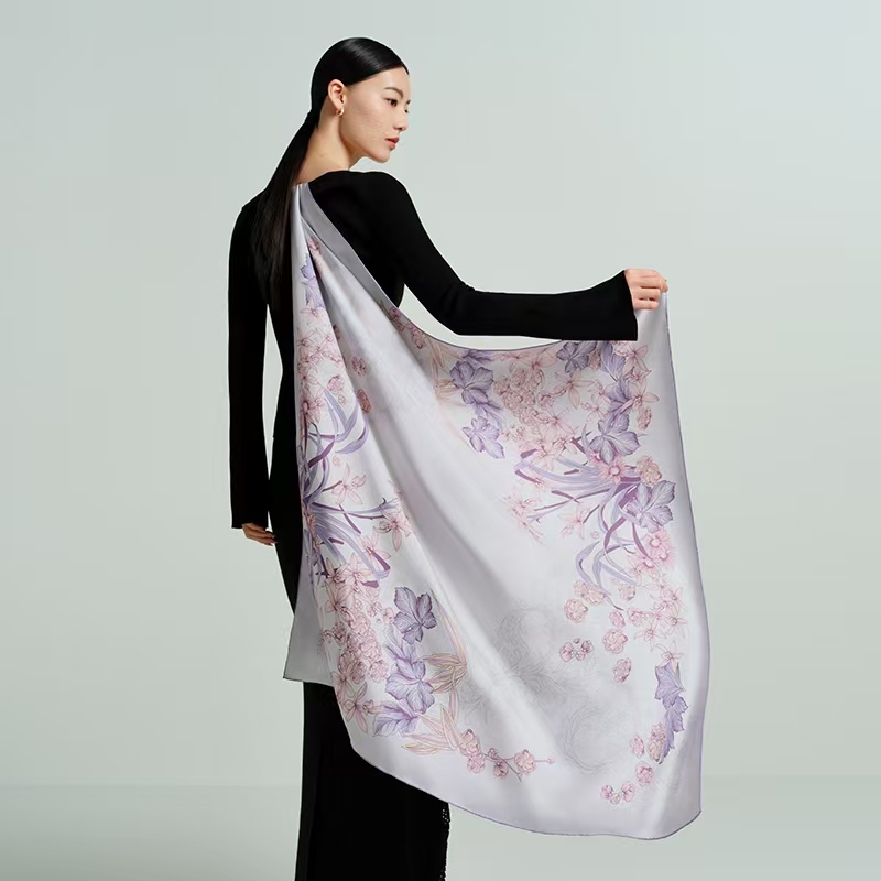 万事利 双面印花大方巾清风雅韵